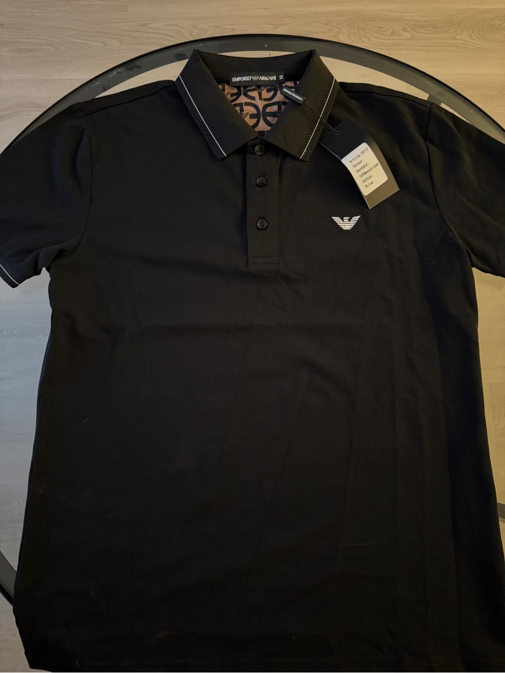 Giorgio Armani Black Polo with Contrast Trim